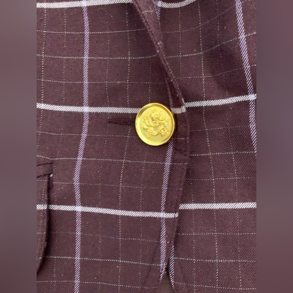 Smythe Pouf Sleeve One Button Blazer mulberry plaid - Picture 12 of 12
